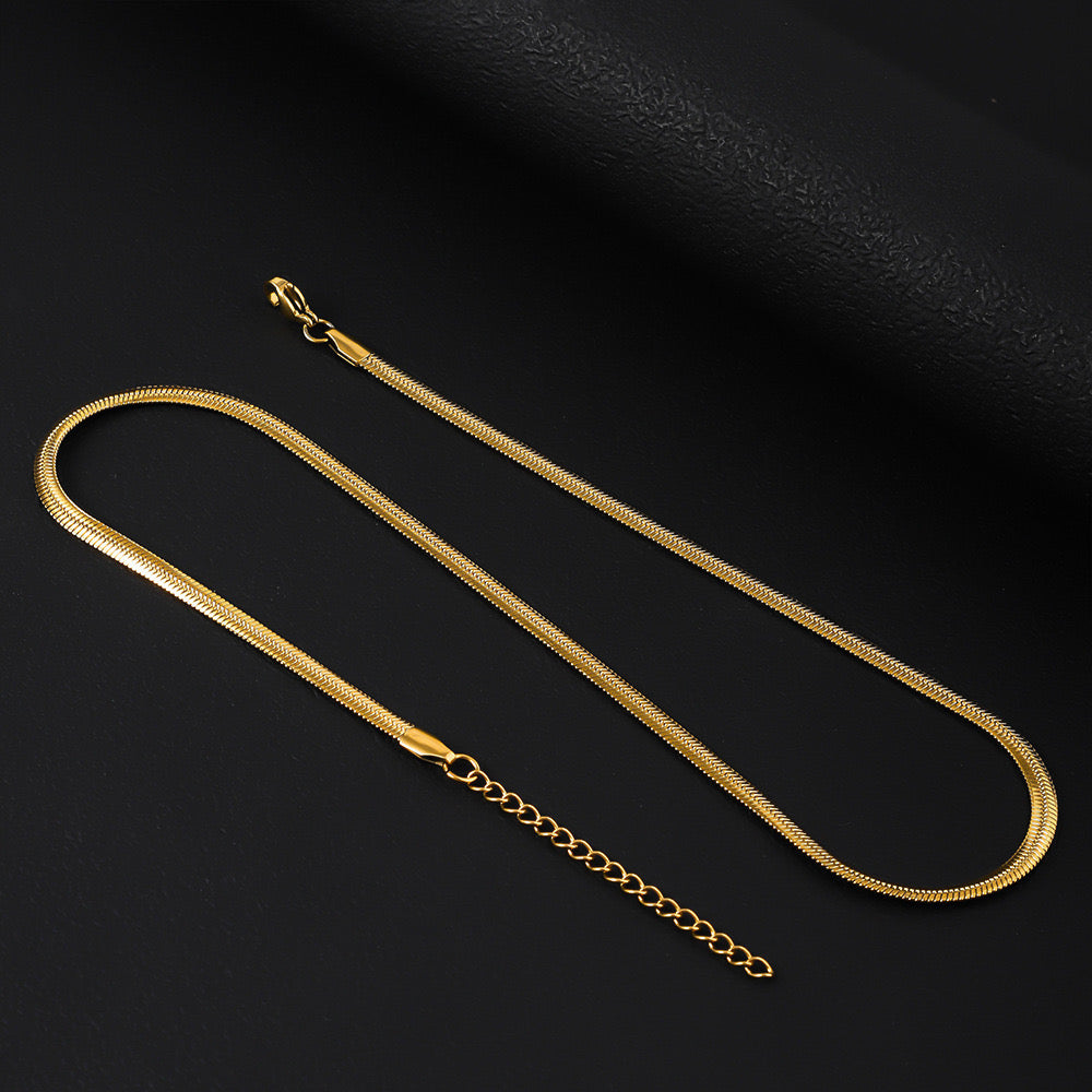 Gold Herringbone Snake Chain Necklace