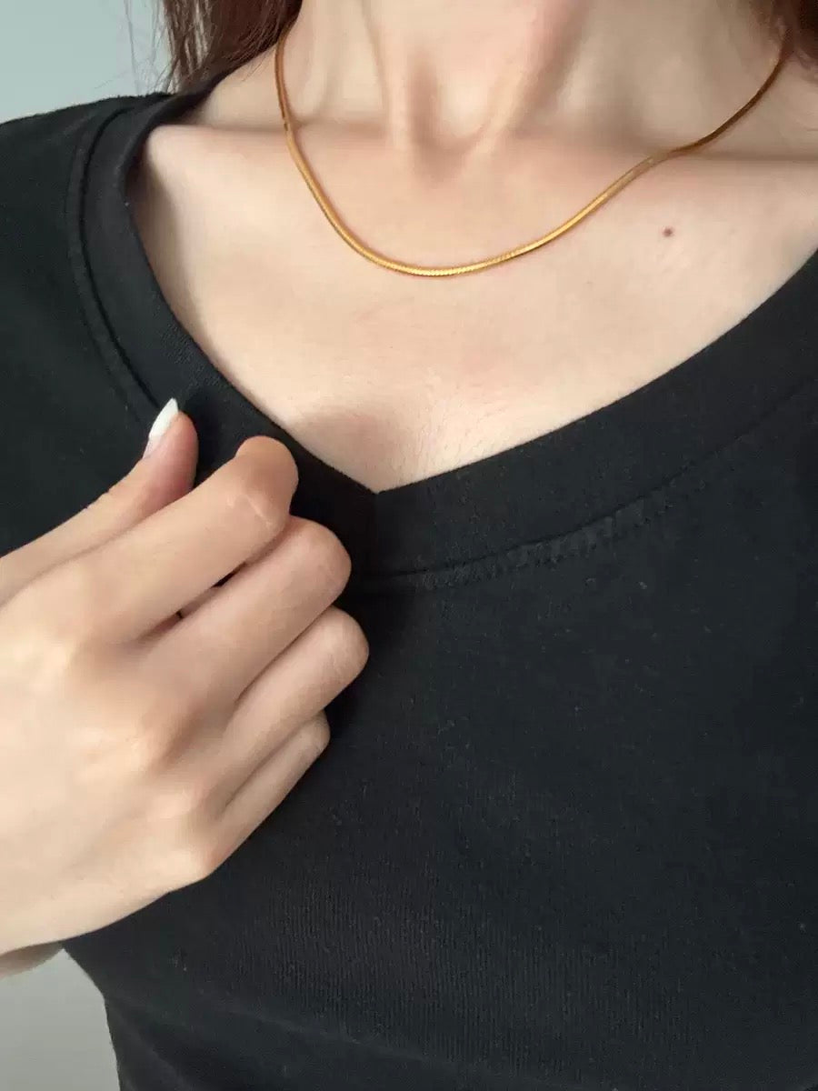 Gold Herringbone Snake Chain Necklace