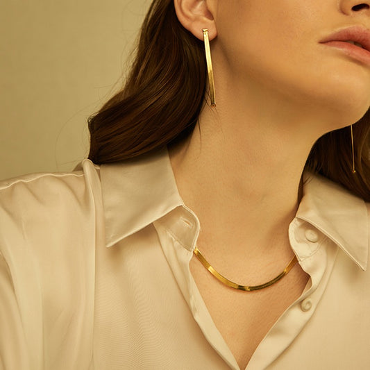 Gold Herringbone Snake Chain Necklace